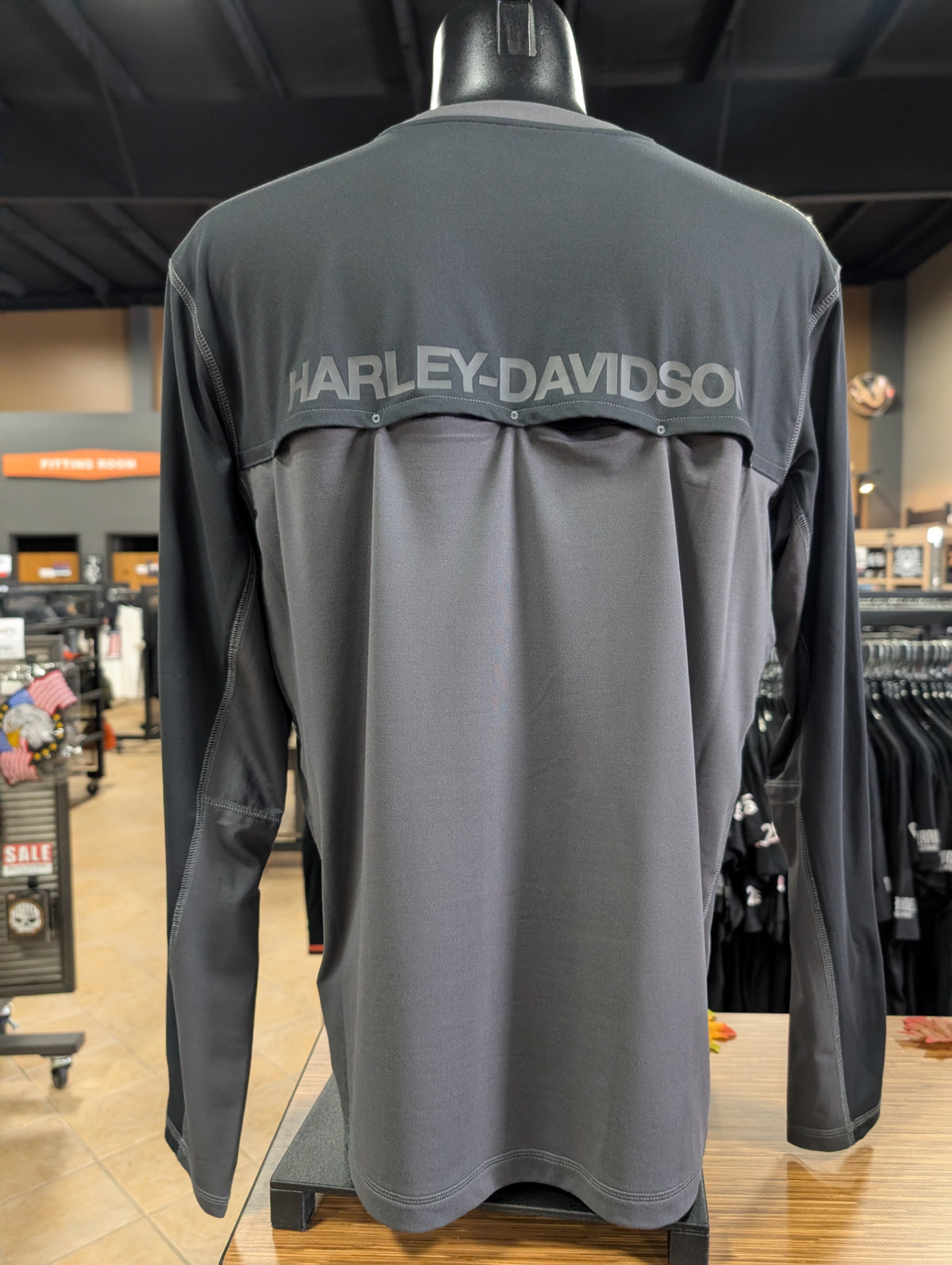 Harley-Davidson Men's HD Tech Asphalt Color Blocked Long Sleeve Shirt 96167-26VM