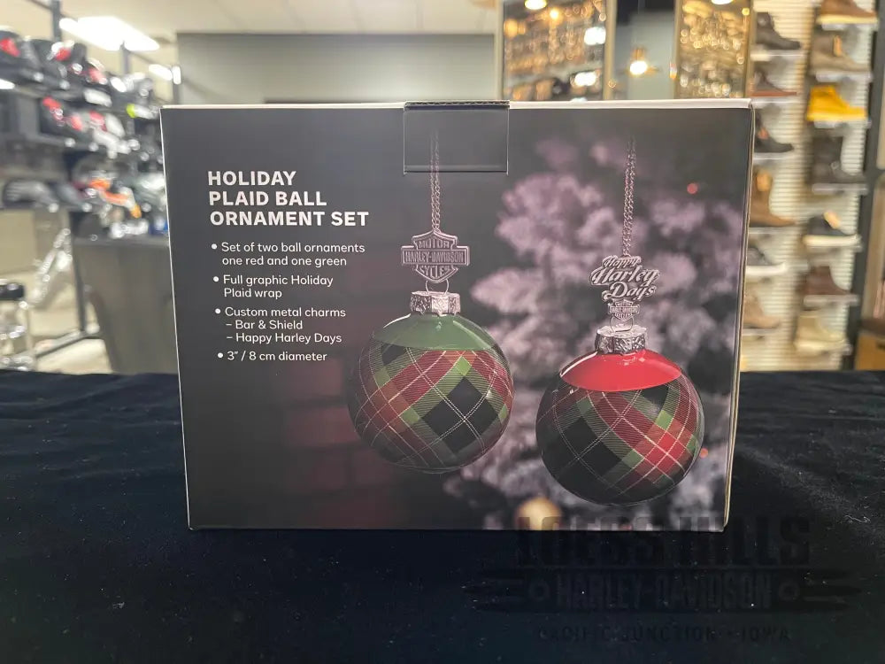 Harley-Davidson Holiday Plaid Ball Ornament Set HDX-99356