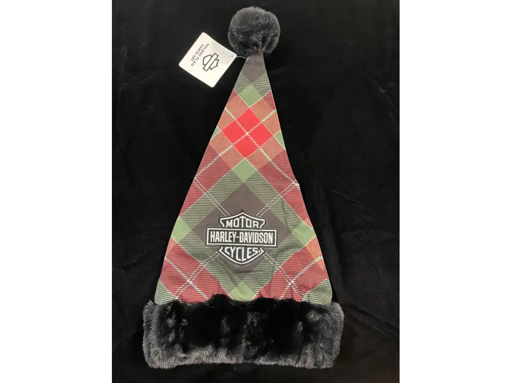 Harley-Davidson Holiday Red/Green Plaid Santa Hat HDX-99349