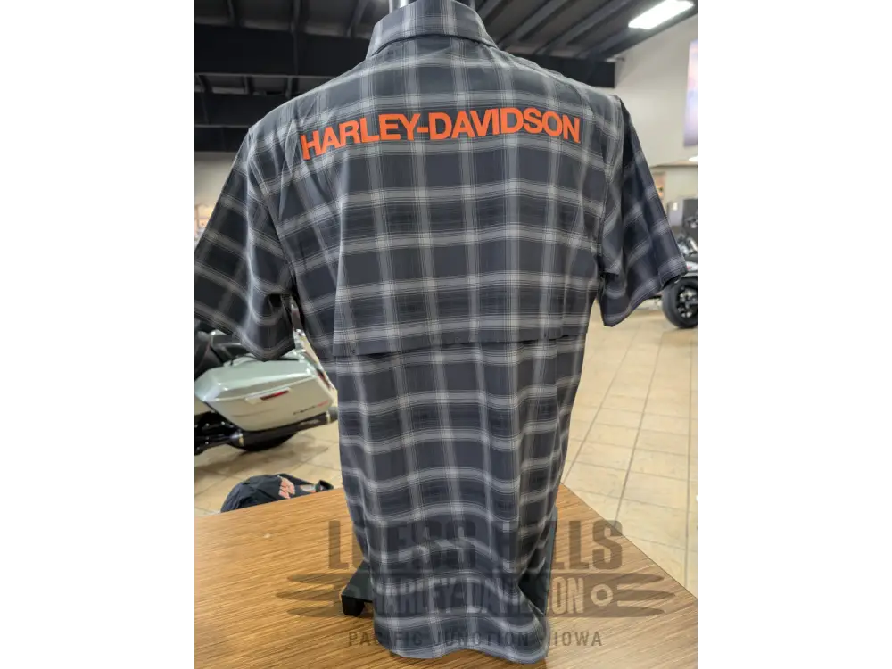 Harley-Davidson Men’s Grey Plaid Button-Up T-shirt