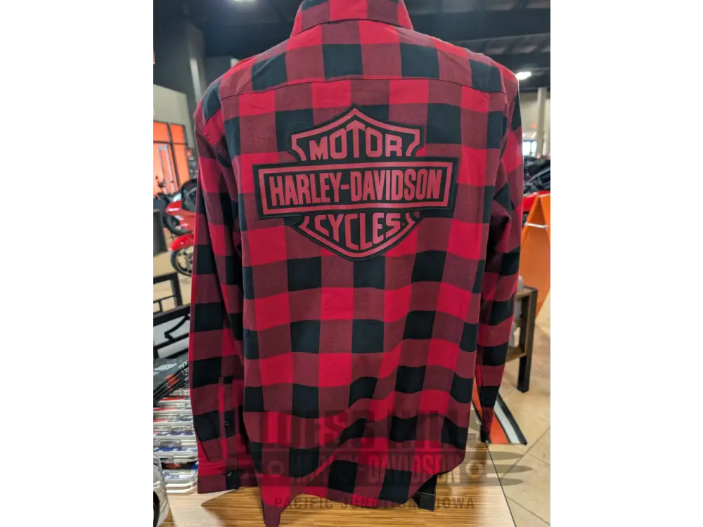 Harley-Davidson Men’s Red and Black Long Sleeve Flannel