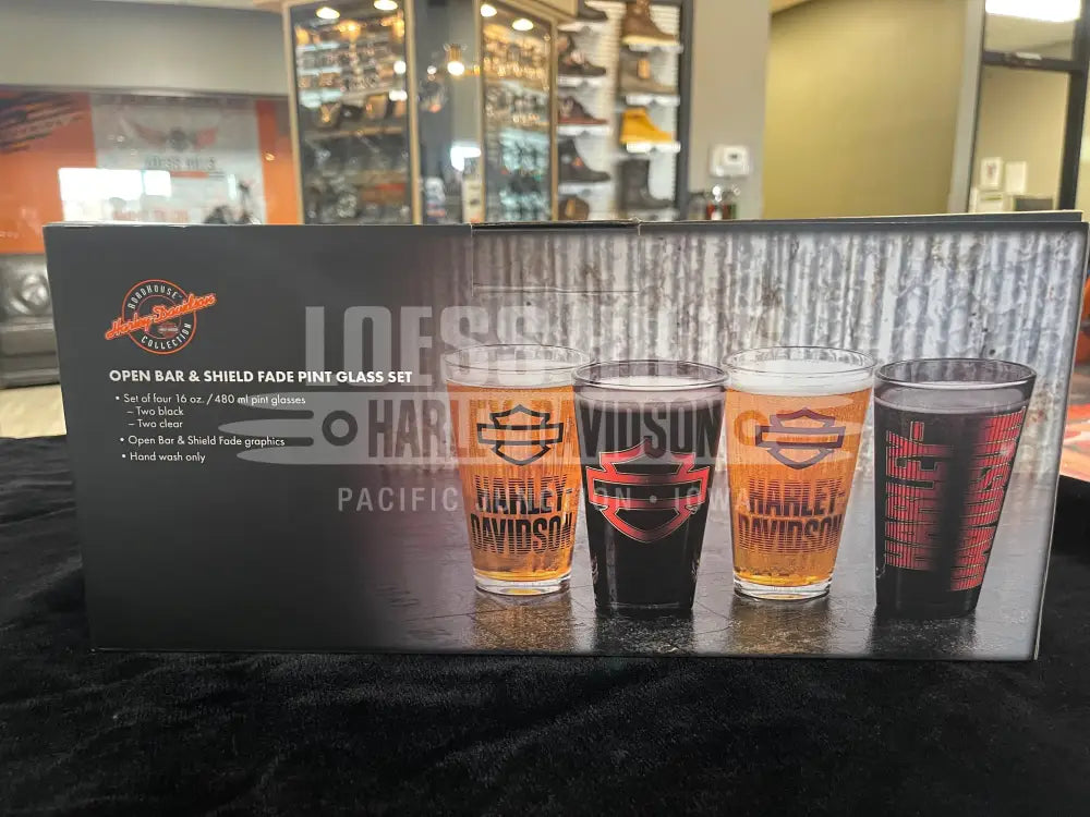 Harley-Davidson Open Bar & Shield Fade Pint Glass Set