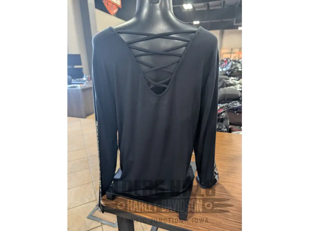 Harley-Davidson Women’s Bling Chrome Rose Black Lace Back