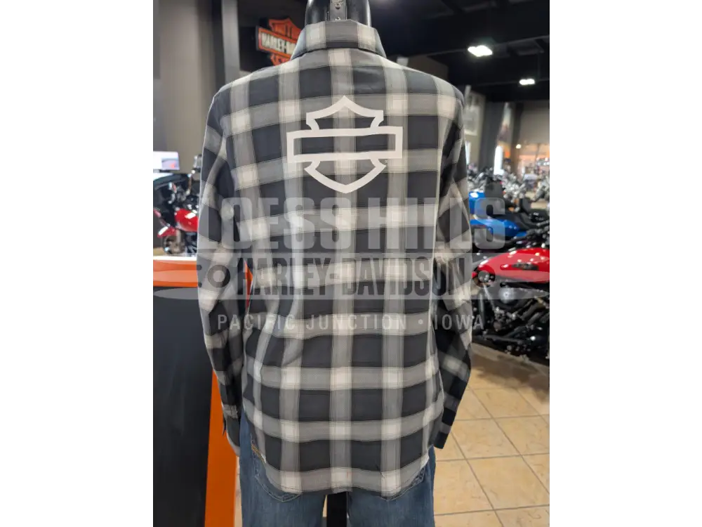 Harley-Davidson Women’s Grey & Off-White Plaid Long Sleeve