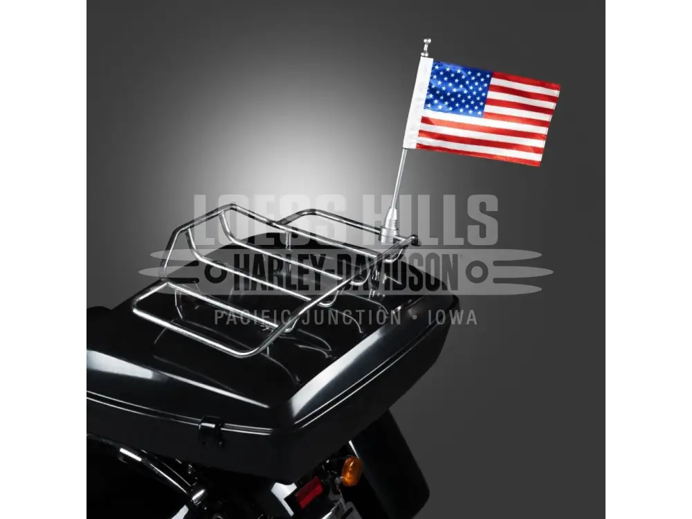 HogWorkz Chrome USA Flag Pole with Luggage Rack Mount