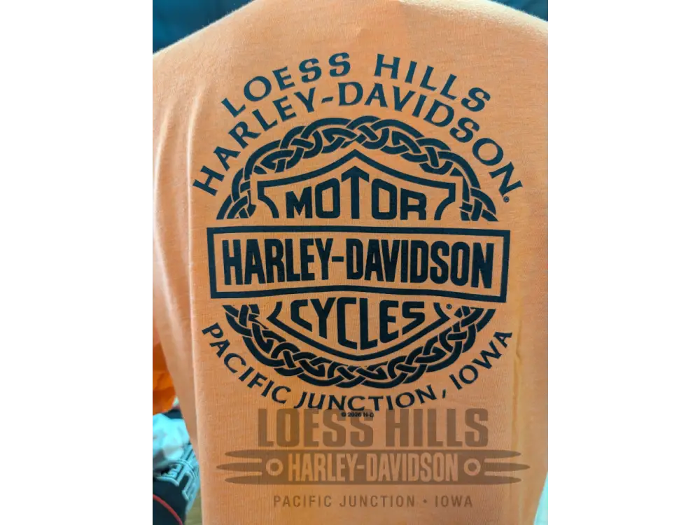 Loess Hills Harley-Davidson Men’s Orange Core DC T-shirt