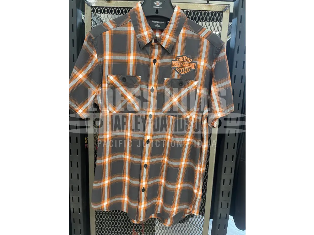Men’s Dark Grey and Orange S/S Button Up 96402 25VM Men’s