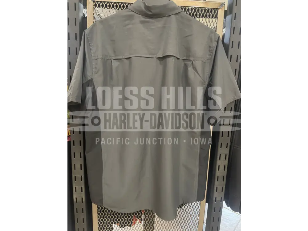 Men’s Grey H D Tech Button Up T shirt 96501 25VM Men’s S/S
