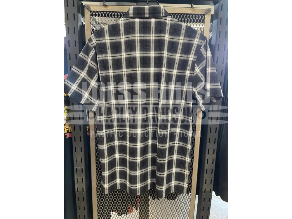 Men’s Harley Davidson Black/Off White Plaid S/S Button Up