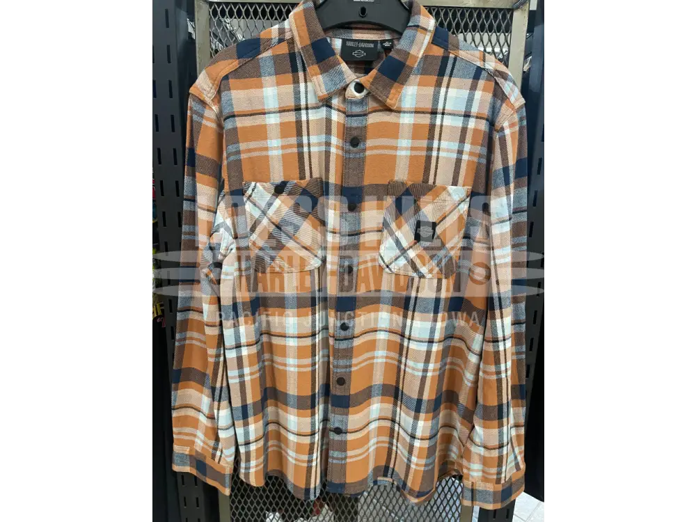 Men’s Navy/Tan Plaid L/S T shirt 96393 25VM Men’s L/S