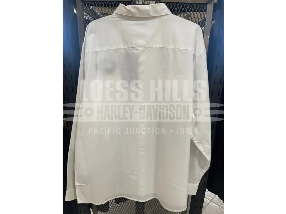 Men’s Plain Harley Davidson White Button Up L/S T shirt
