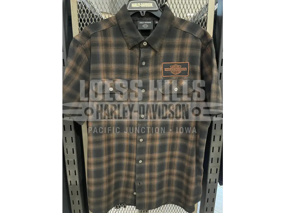 Men’s S/S Black/Tan Plaid Button Up 96503 25VM Men’s S/S