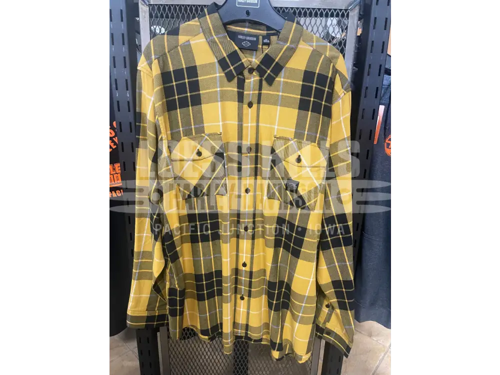 Men’s Yellow Plaid Long Sleeve T-shirt 96460-24VM/222L