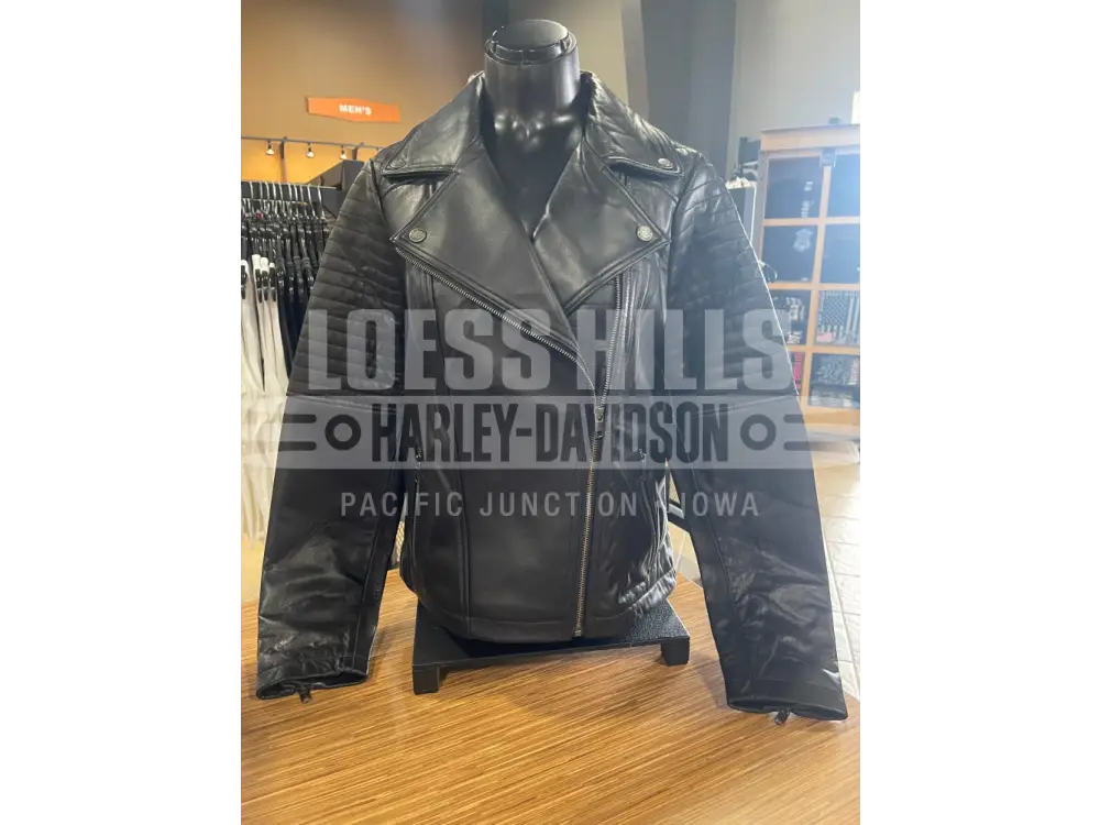 Women’s Classic Biker Debossed Leather Jacket