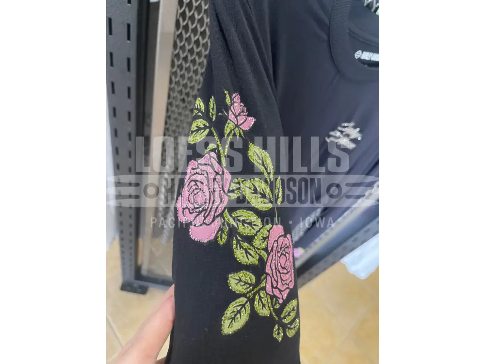 Women’s Harley Davidson Rose Bling Longsleeve T shirt 96434