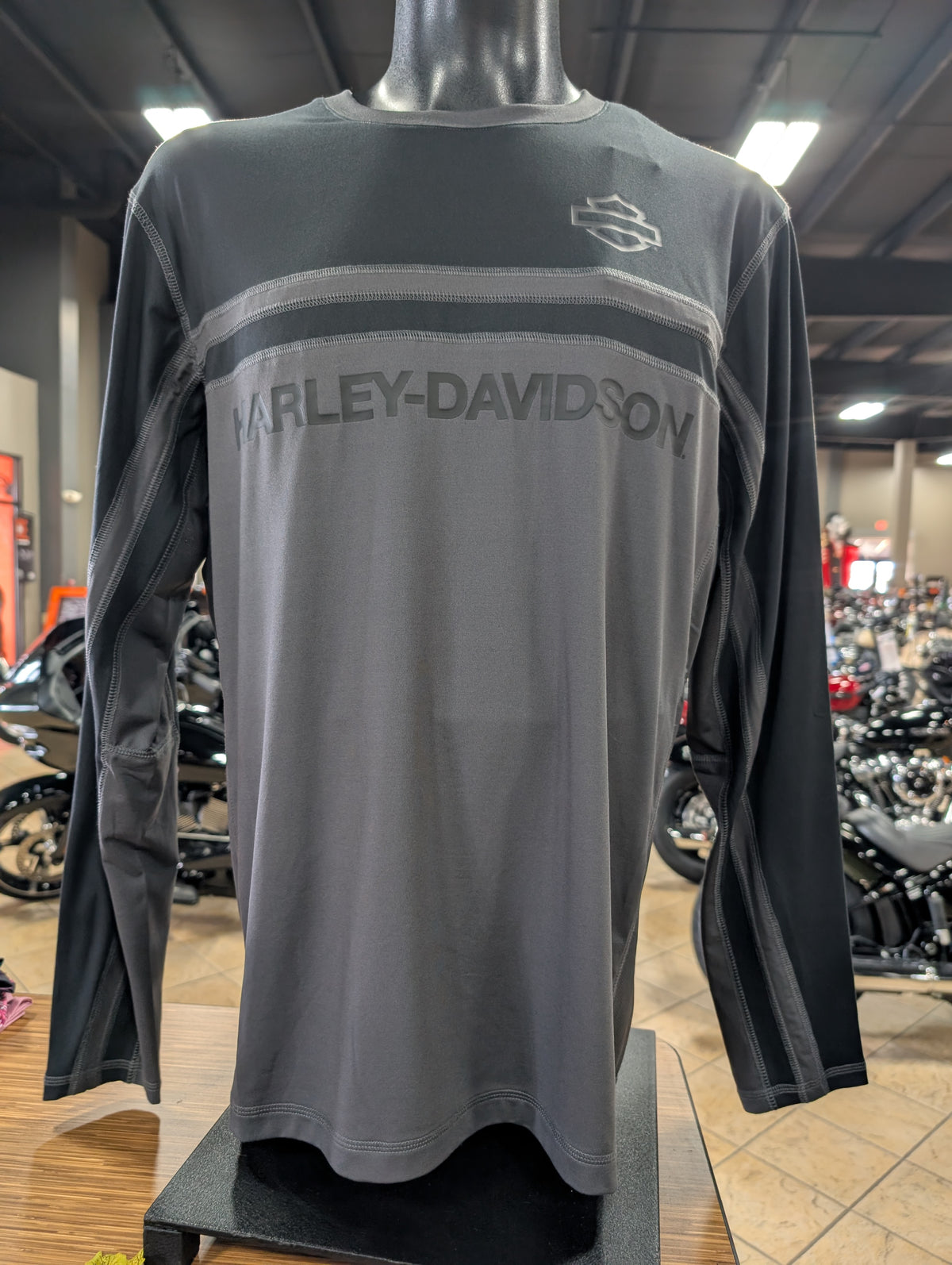Harley-Davidson Men's HD Tech Asphalt Color Blocked Long Sleeve Shirt 96167-26VM