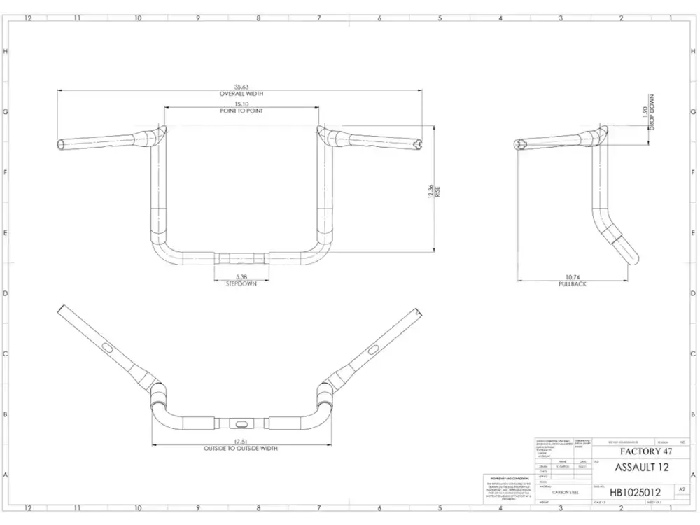 Factory 47 | Assault 12’’ Black - HB1025012B - HANDLEBARS