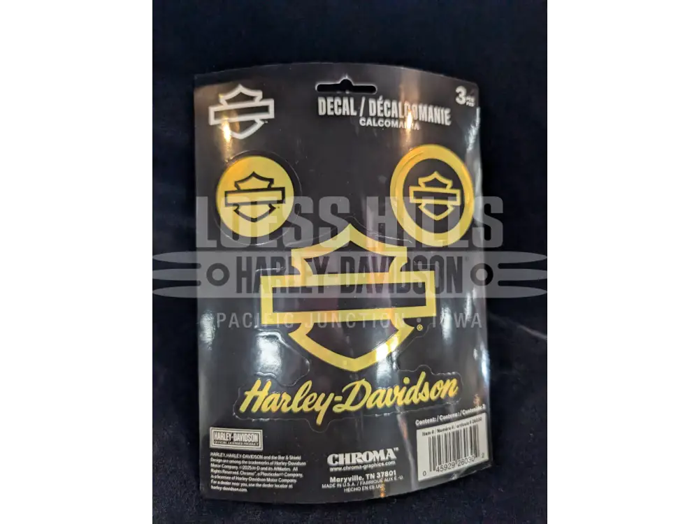 Harley-Davidson 3 Piece Gold Silhouette and Text Decal