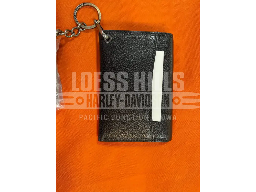Harley-Davidson Black Open B&S Medium Trifold Chain Wallet