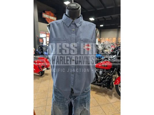 Harley-Davidson Blue Denim Tie-Up Button-Up Tank Top