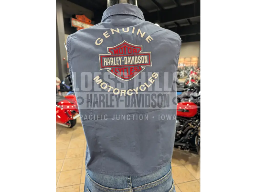 Harley-Davidson Blue Denim Tie-Up Button-Up Tank Top