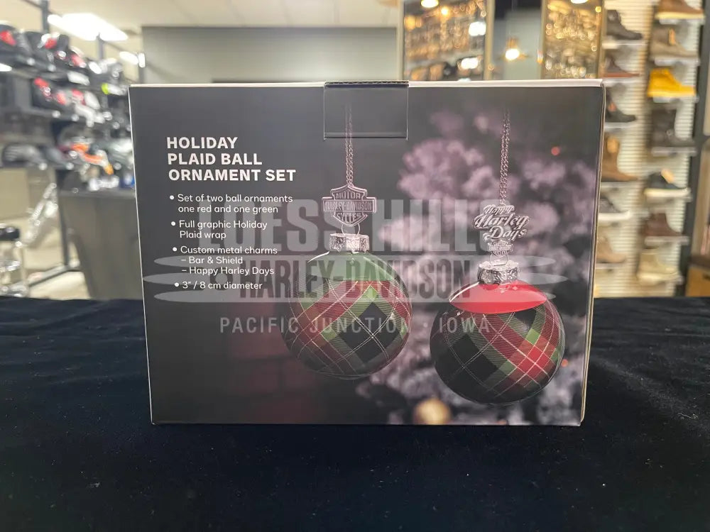 Harley-Davidson Holiday Plaid Ball Ornament Set HDX-99356