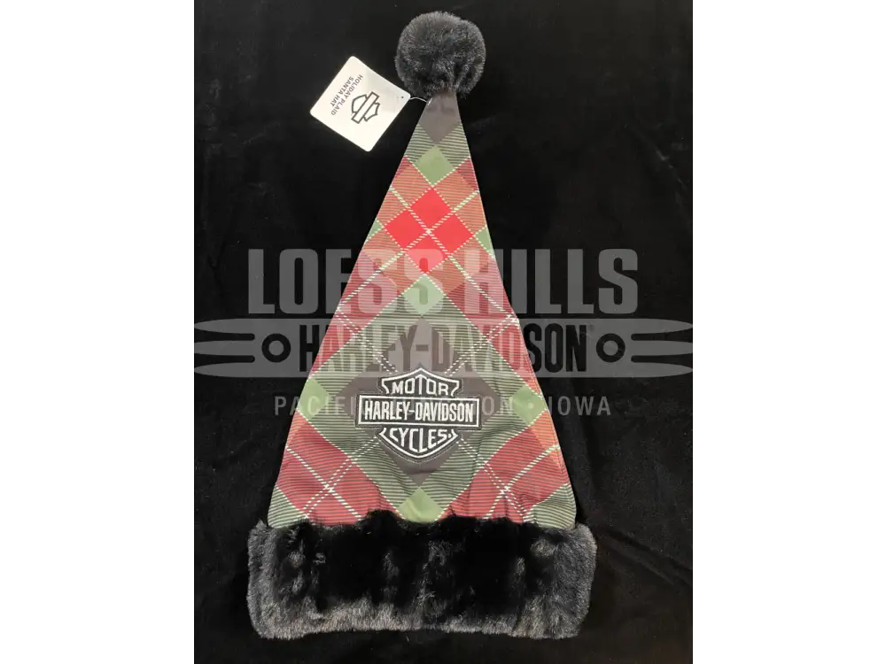 Harley-Davidson Holiday Red/Green Plaid Santa Hat HDX-99349