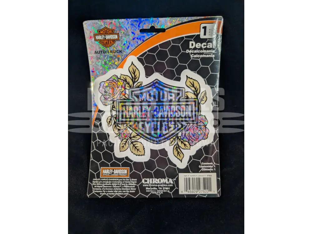 Harley-Davidson Holographic B&S with Roses Decal CG27522