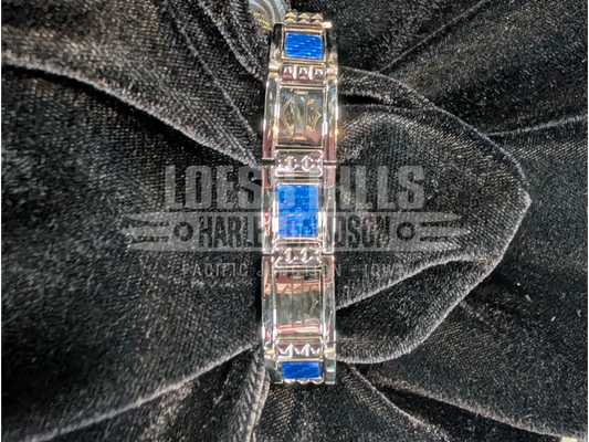 Harley-Davidson Men’s 9 inch Sterling Silver Blue Carbon