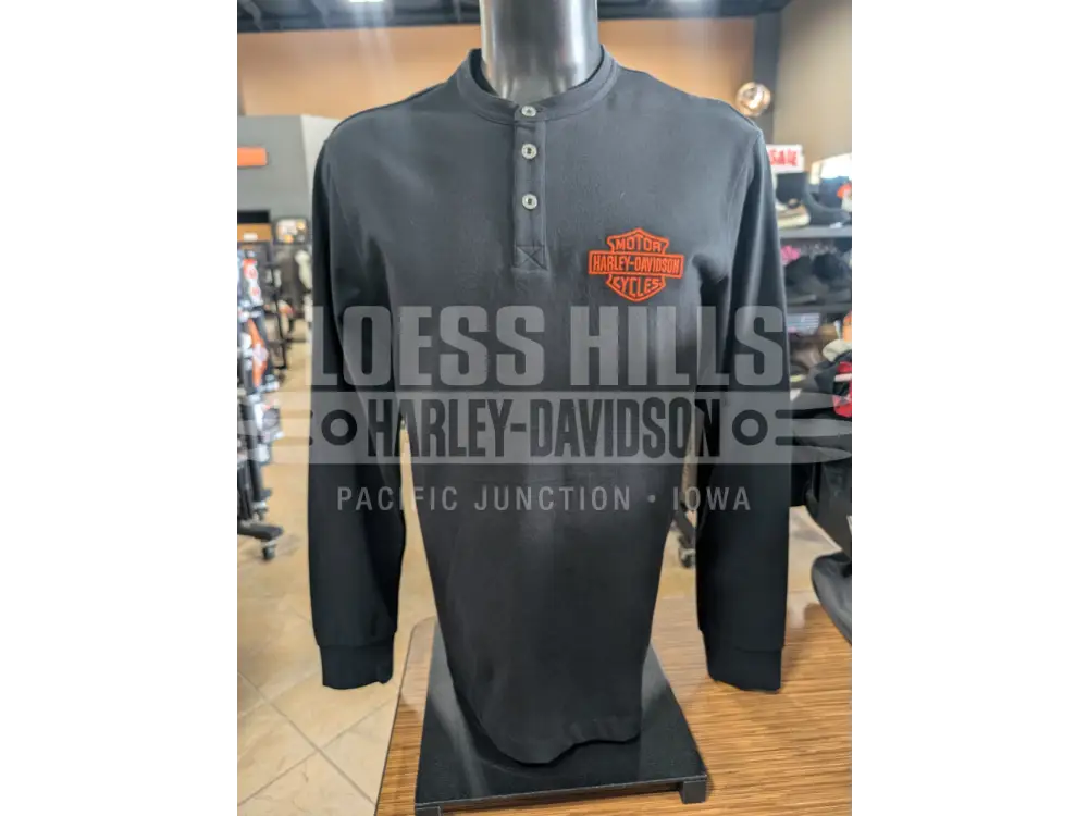 Harley-Davidson Men’s Black Henley Long Sleeve Shirt