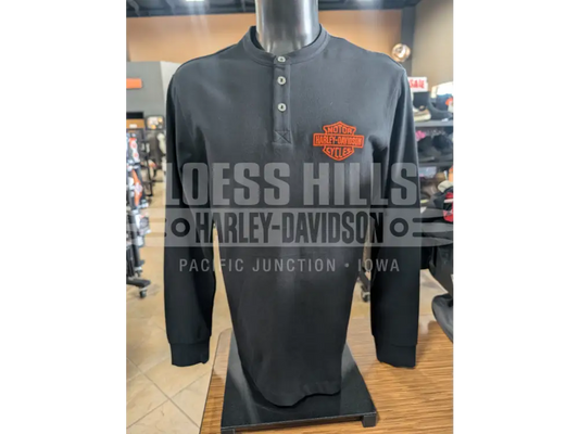 Harley-Davidson Men’s Black Henley Long Sleeve Shirt