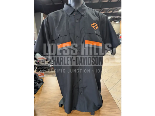 Harley-Davidson Men’s Black & Orange Button Up T-shirt
