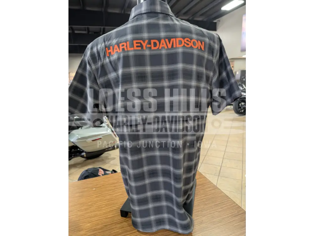 Harley-Davidson Men’s Grey Plaid Button-Up T-shirt