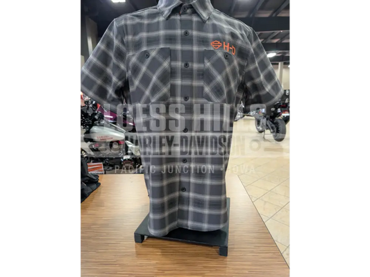 Harley-Davidson Men’s Grey Plaid Button-Up T-shirt