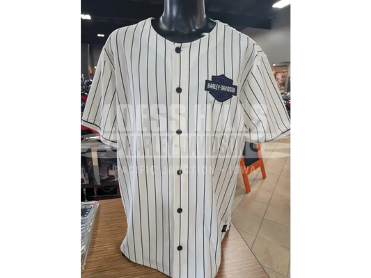 Harley-Davidson Men’s Off-White & Blue Pinstripe Baseball