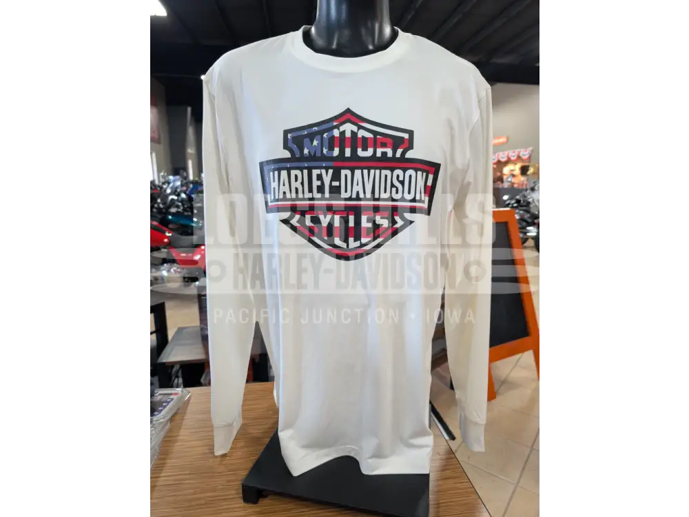 Harley-Davidson Men’s Off-White RWB B&S Long Sleeve Shirt