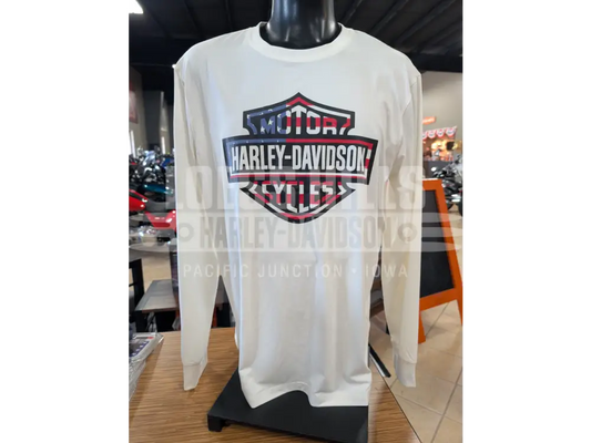 Harley-Davidson Men’s Off-White RWB B&S Long Sleeve Shirt