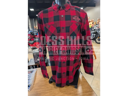 Harley-Davidson Men’s Red and Black Long Sleeve Flannel