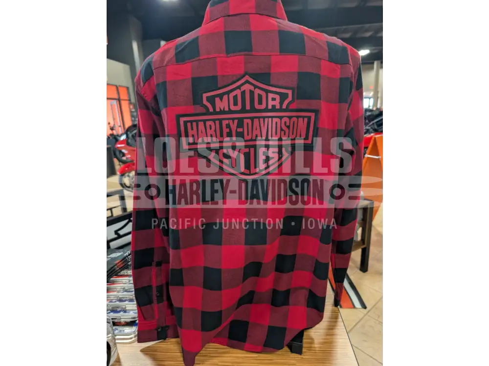 Harley-Davidson Men’s Red and Black Long Sleeve Flannel