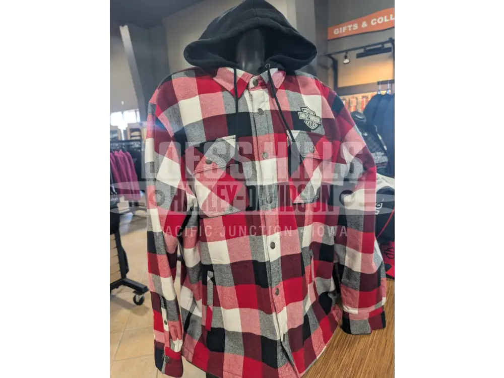 Harley-Davidson Men’s Red/Black Plaid Woven Heavy Shirt