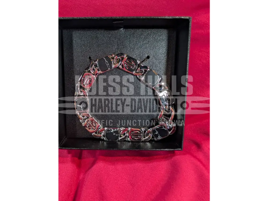 Harley-Davidson Men’s SS Black Howlite Stone Chain Bracelet