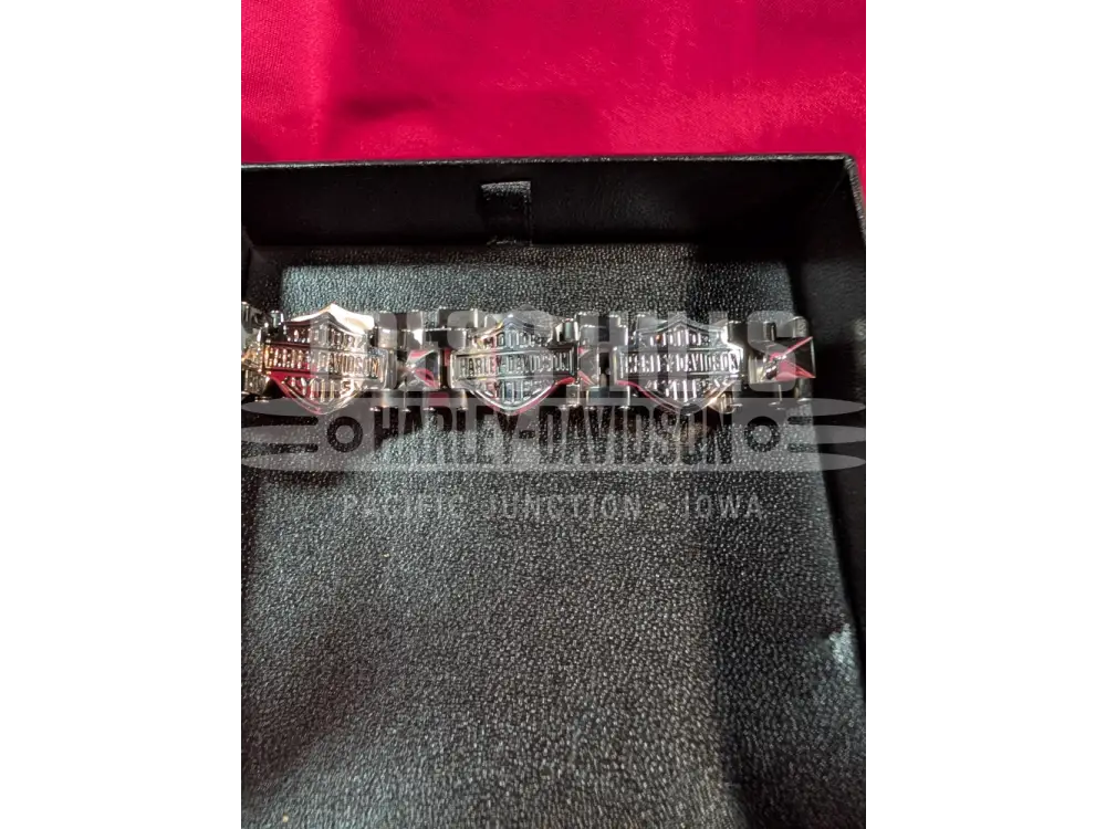Harley-Davidson Men’s SS Two-Toned Script B&S Flex Bracelet