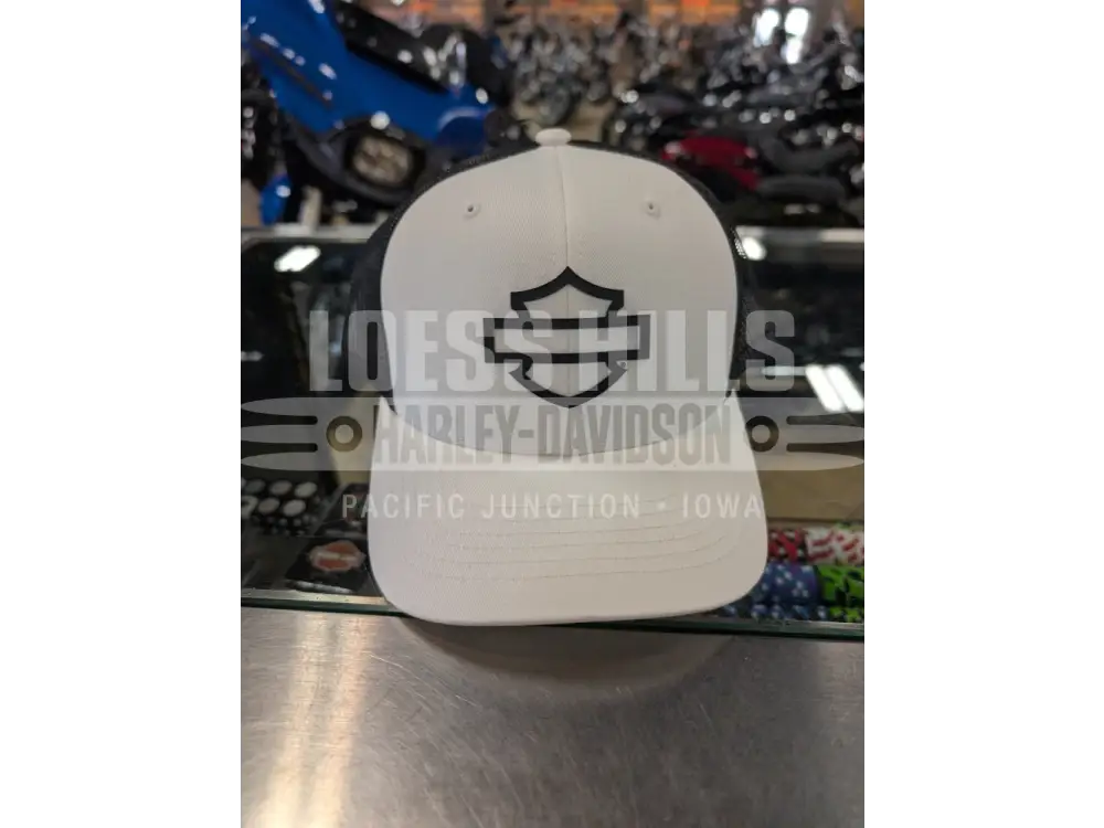 Harley-Davidson Men’s White B&S Mesh Back Trucker Hat