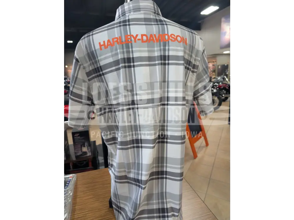 Harley-Davidson Men’s White & Grey Plaid HD Tech Button-Up