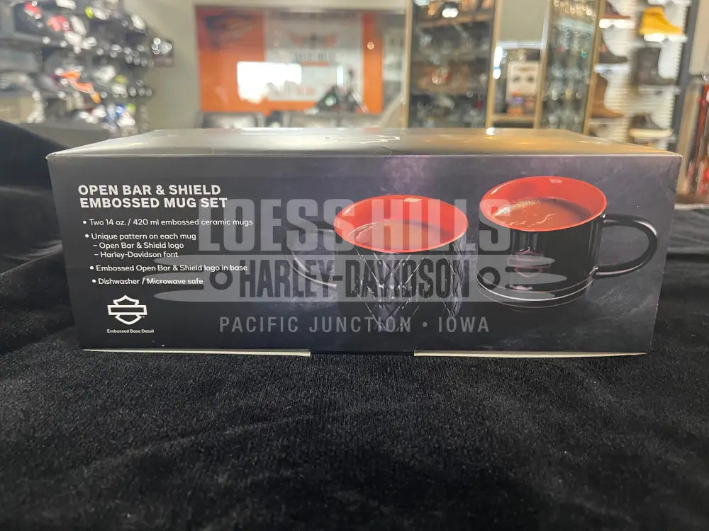 Harley-Davidson Open Bar & Shield Embossed Coffee Mug Set