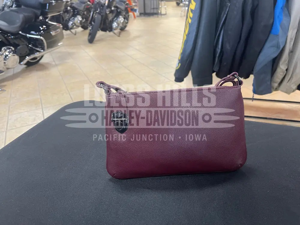 Harley-Davidson Ox Blood Push Lock Crossbody Purse MHW074