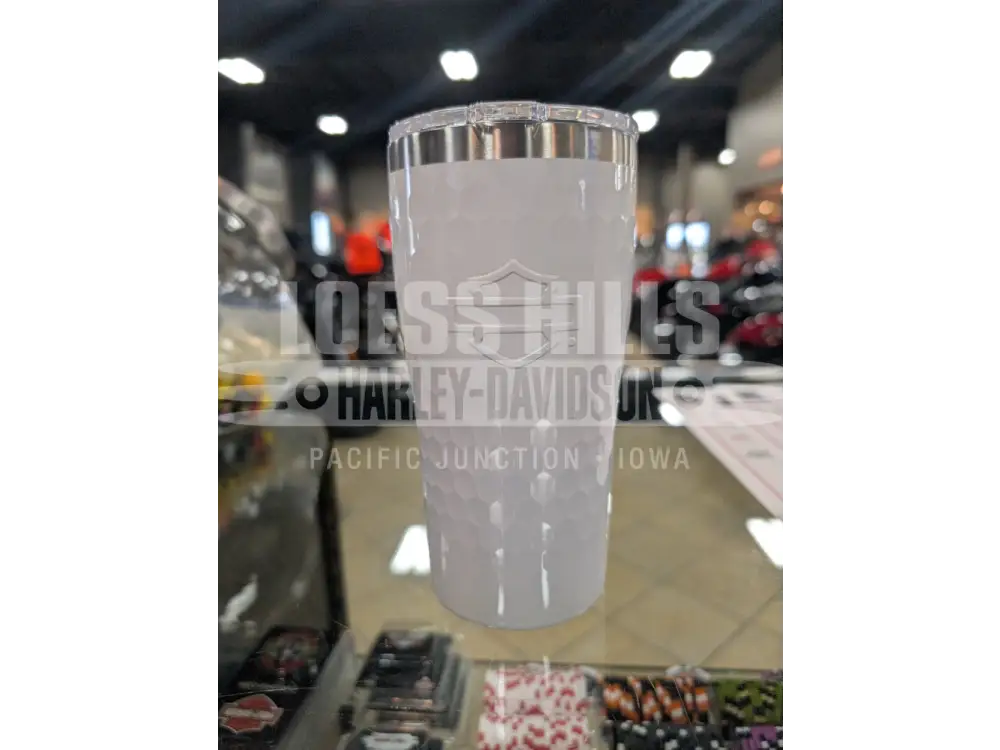 Harley-Davidson White Embossed Open Bar & Shield Travel Mug