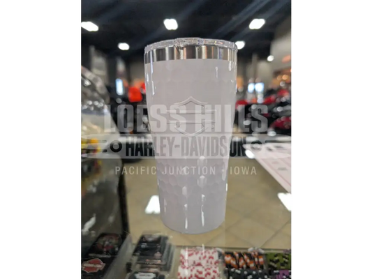 Harley-Davidson White Embossed Open Bar & Shield Travel Mug