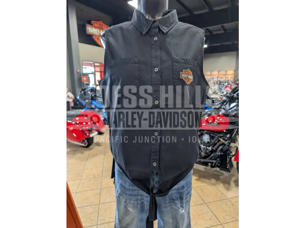 Harley-Davidson Women’s Black Denim Tie-Up Button-Up Tank