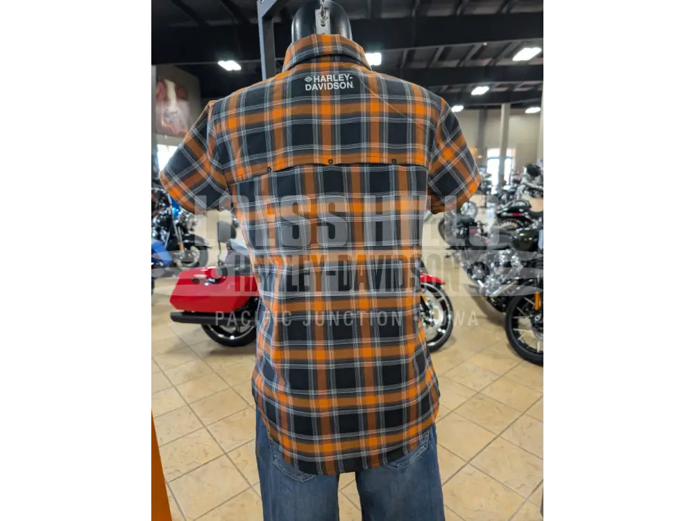 Harley-Davidson Women’s Black & Orange Plaid Button Up